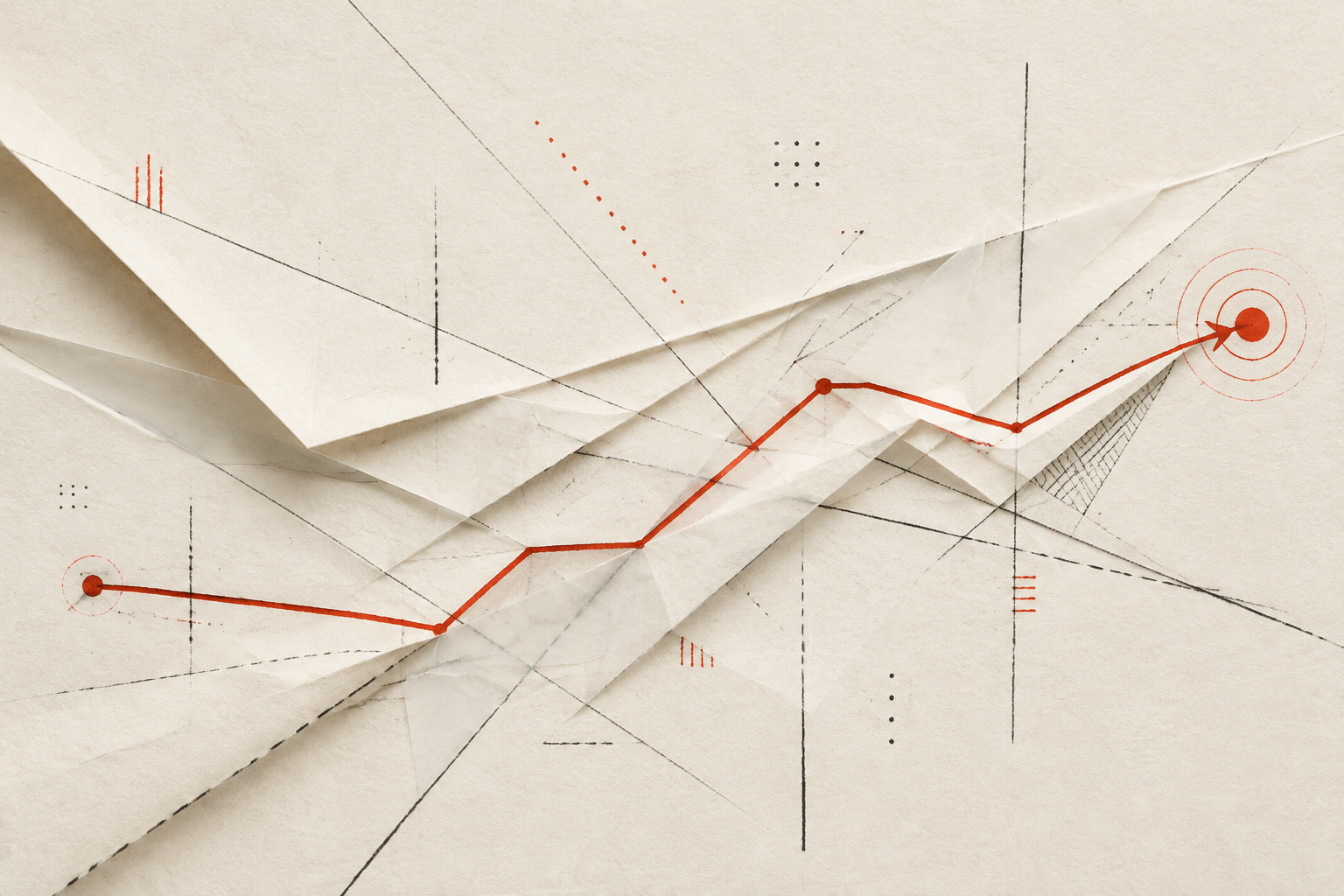 Layered paper pathways representing a documented decision process